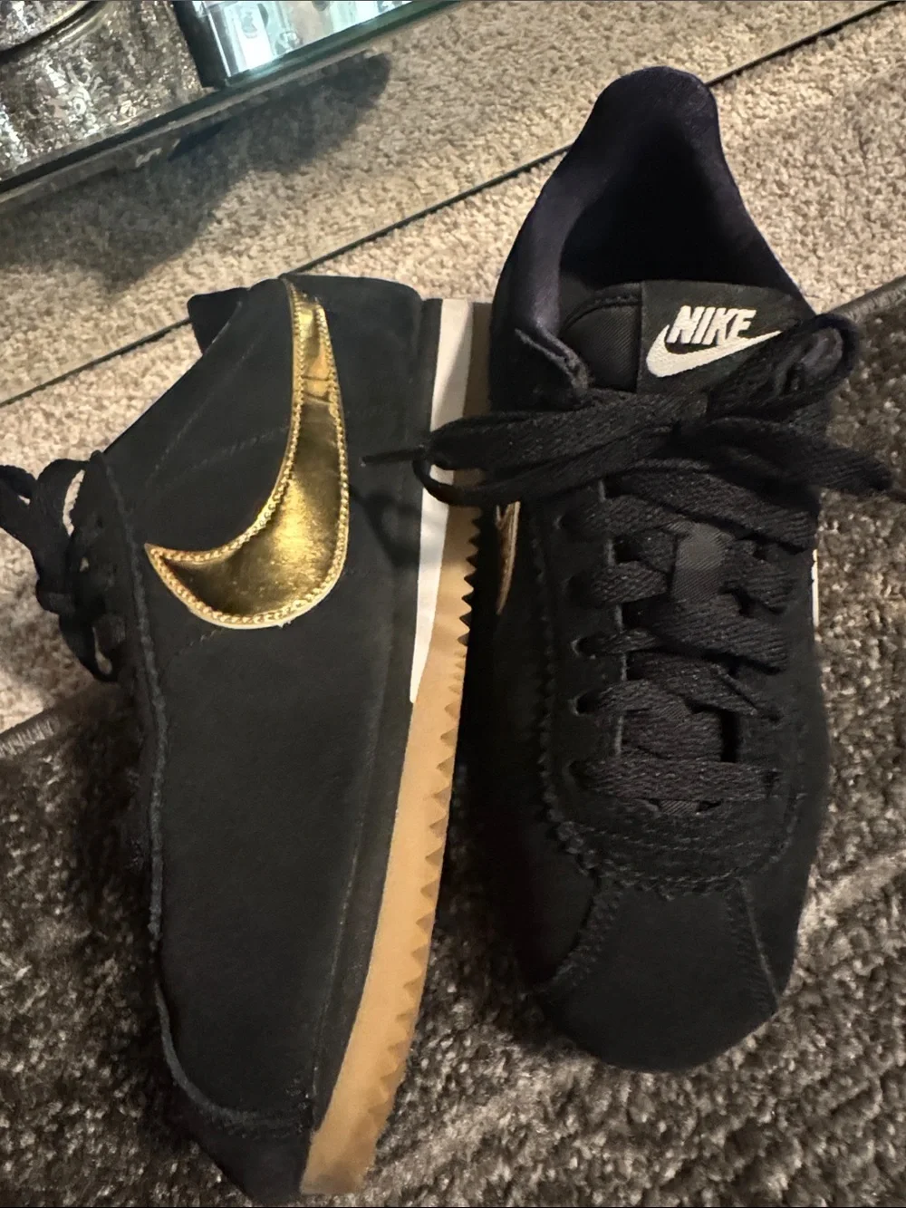 Nike  Women Black Sneakers with Metallic Gold Heel